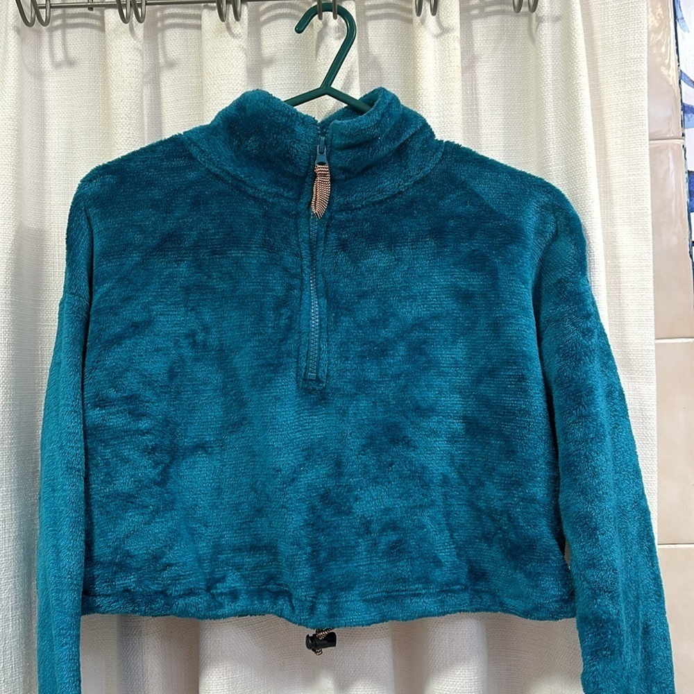 Women’s Urban Outfitters Quarter-Zip Fleece Cropped Pullover Sweater Size XS - Picture 2 of 7